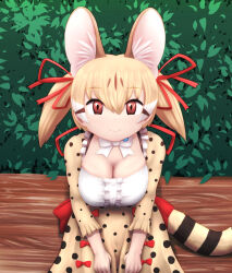 Rule 34 | animal costume, animal ear fluff, animal ears, cat ears, cat girl, cat tail, highres, kemono friends, kemono friends v project, large-spotted genet (kemono friends), long hair, rest in muni, ribbon, tail, twintails, virtual youtuber