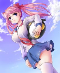 Rule 34 | 1girl, haramura nodoka, izumo (pixiv362913), pink hair, saki (manga), school uniform, serafuku, solo, thighhighs