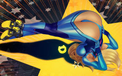 Rule 34 | 1girl, adapted costume, arm support, armpit cutout, ass, ass cutout, blonde hair, cameltoe, clothing cutout, cosplay, crossed legs, crown, unworn crown, glowing, high heels, highres, legs together, leotard, looking at viewer, mario (series), metroid, mini crown, nintendo, paid reward available, revealing clothes, rosalina, samus aran, samus aran (cosplay), solo, star (symbol), super mario galaxy, super smash bros., themaestronoob, thong, thong leotard, top-down bottom-up, upside-down, wand, zero suit