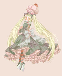 Rule 34 | 061oni, 1girl, arc system works, bad id, bad pixiv id, blazblue, blonde hair, blush, bow, dress, frills, gathers, large bow, long hair, pantyhose, petticoat, rachel alucard, red eyes, simple background, solo, striped clothes, striped pantyhose, twintails, umbrella, very long hair