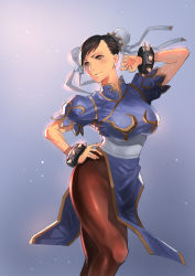 Rule 34 | 1girl, breasts, brown eyes, brown hair, capcom, china dress, chinese clothes, chun-li, double bun, smile, street fighter