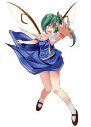 Rule 34 | 1girl, character name, daiyousei, female focus, green eyes, green hair, matching hair/eyes, shoes, solo, touhou, tsukishiro saika, wings