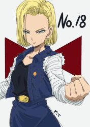 Rule 34 | 1girl, android 18, blonde hair, blue eyes, dragon ball, earrings, jewelry, solo