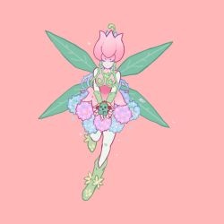 Rule 34 | closed eyes, digimon, fairy, flying, highres, lilimon, monster girl, petals, plant girl, togemon, wings