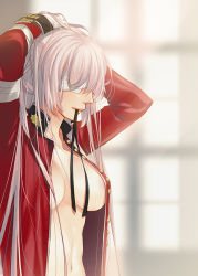 Rule 34 | 1girl, bandaged head, bandages, breasts, fate/grand order, fate (series), florence nightingale (fate), florence nightingale (third ascension) (fate), jacket, large breasts, long hair, open clothes, open jacket, pink hair, solo, yoshimune (b12f)
