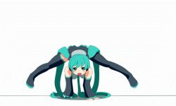 Rule 34 | 1girl, animated, animated gif, aqua eyes, aqua hair, artist request, breakdance, dancing, detached sleeves, hair ornament, hatsune miku, headphones, headset, long hair, lowres, necktie, open mouth, panties, pantyshot, simple background, skirt, solo, spread legs, striped clothes, striped panties, thighhighs, twintails, underwear, upskirt, very long hair, vocaloid, white background