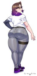 Rule 34 | 1girl, ass, commission, denim, glasses, huge ass, jeans, original, pants, short hair, skeb commission, solo, synecdoche, thick thighs, thighs, virtual youtuber
