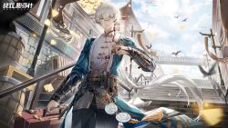 Rule 34 | 1boy, architecture, bilibili, birthday, briefcase, chinese clothes, earrings, east asian architecture, gingko leaves, holding, holding briefcase, jewelry, long hair, looking to the side, official alternate costume, official art, outdoors, punishing: gray raven, rattail, single earring, solo, solo focus, tassel, tassel earrings, wanshi (punishing: gray raven), yellow eyes