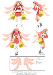 Rule 34 | 1girl, 4girls, ahoge, arksign, back, blue eyes, blush, boots, breasts, character sheet, cheerleader, cheerleader (arksign), cleavage, cleavage cutout, clothing cutout, from behind, hair ribbon, high heels, highres, kimura shigetaka, kneepits, large breasts, leaning forward, long hair, midriff, multiple girls, multiple views, multiple wings, navel, no bra, official art, open mouth, pink hair, pleated skirt, pom pom (cheerleading), profile, ribbon, see-through, shoes, sideboob, simple background, skirt, turnaround, twintails, underboob, very long hair, white background, wings