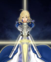 Rule 34 | 1girl, af 1201, ahoge, aqua eyes, armor, armored dress, artoria pendragon (fate), avalon (fate/stay night), blonde hair, dress, excalibur (fate/stay night), fate/zero, fate (series), gauntlets, hair ribbon, hands on hilt, highres, puffy sleeves, ribbon, saber (fate), sheath, sheathed, solo, sword, weapon