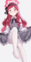 Rule 34 | 1girl, absurdres, black gloves, blue archive, gloves, highres, looking at viewer, nuebunny, red hair, solo, takane (blue archive), thighhighs, yellow eyes