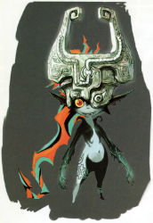 Rule 34 | crown, highres, midna, nintendo, one eye covered, orange hair, pointy ears, popped collar, red eyes, the legend of zelda, the legend of zelda: twilight princess, toothy smile