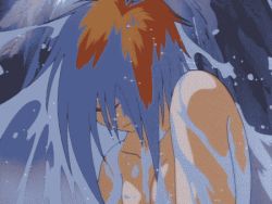 Rule 34 | 1990s (style), 1girl, animated, animated gif, bath, breasts, gundam, gundam 08th ms team, happy, kiki rosita, lowres, medium breasts, nature, nipples, nude, orange hair, outdoors, small areolae, small breasts, small nipples, smile, solo, water, wet
