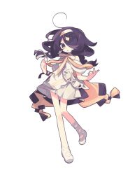 Rule 34 | 1other, ahoge, asymmetrical footwear, bare shoulders, black cape, black hair, braid, cape, chiyo fumi, collared dress, commentary request, dot nose, dress, full body, hair over one eye, hair ribbon, hairband, hands up, highres, holding, holding ribbon, layered dress, long hair, looking at viewer, meimei (wakamoid), neck ribbon, off-shoulder dress, off shoulder, one eye covered, open mouth, ribbon, ribbon braid, shoes, single bare leg, solo, tachi-e, transparent background, twin braids, uneven footwear, utau, white dress, white footwear, white ribbon, wing collar, yellow cape, yellow hairband