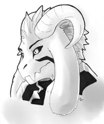 Rule 34 | 1boy, aged up, asriel dreemurr, gradient background, highres, male focus, monochrome, solo, tagme, undertale, white background