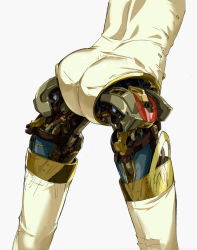 Rule 34 | 1girl, aegis (persona), android, ass, atlus, back, close-up, from behind, highres, joints, legs apart, machinery, makacoon, mechanical parts, persona, persona 3, robot, robot joints, simple background, solo, standing, thighhighs, white background, white thighhighs