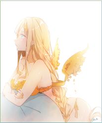Rule 34 | 1girl, absurdres, bad id, bad twitter id, ball, beachball, bikini, blonde hair, blue eyes, braid, breasts, cleavage, closed mouth, energy wings, expressionless, flower, hair flower, hair ornament, highres, ill games22, long hair, looking to the side, petals, rapunzel (sinoalice), simple background, sinoalice, sketch, solo, swimsuit, very long hair, white background, wings
