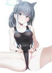 Rule 34 | blue archive, clothes pull, competition swimsuit, frontal wedgie, halo, one-piece swimsuit, one-piece swimsuit pull, shiroko (blue archive), shiroko (swimsuit) (blue archive), silver hair, swimsuit, wedgie