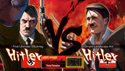 Rule 34 | 2boys, adolf hitler, arm up, art brush, black hair, commentary, cross, dual persona, english text, facial hair, finger on trigger, gameplay mechanics, gun, handgun, iron cross, light persona, luger p08, male focus, military, military uniform, multiple boys, mustache, nazi, paintbrush, palette (object), parody, pazero, pistol, real life, real life insert, red theme, salute, serious, smile, street fighter, street fighter iv (series), swastika, time paradox, uniform, vs, weapon