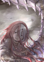 Rule 34 | 1girl, absurdly long hair, bone, hair between eyes, hair strand, long hair, made in abyss, multicolored hair, outstretched hand, red hair, smile, solo, streaked hair, tona o, very long hair, vueko, wavy mouth