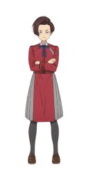 Rule 34 | 1girl, belt, black pantyhose, blue ribbon, brown footwear, brown hair, closed mouth, collared shirt, crossed arms, dress, full body, grey dress, harukawa fuki, loafers, long sleeves, looking at viewer, lycoris recoil, lycoris uniform, neck ribbon, official art, pantyhose, pleated dress, red belt, red dress, ribbon, shirt, shoes, simple background, solo, standing, tachi-e, transparent background, two-tone dress, white shirt