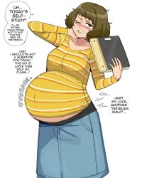 Rule 34 | 1girl, brown eyes, brown hair, highres, kawakami sadayo, noodlemage, outie navel, persona, persona 5, pregnant, solo, tagme