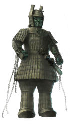 Rule 34 | armor, chain, chisel, colored skin, daiei film, daimajin, daimajin (film), daimajin (series), demon, giant, giant monster, golem, green eyes, green skin, helmet, highres, impaled, injury, japanese armor, kadokawa, kaijuu, monster, nail, samurai, scabbard, sheath, spirit, statue, sword, ultra-taf, warrior, weapon