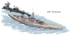 Rule 34 | highres, military, military vehicle, minase (takaoka nanase), original, ship, smoke, warship, water, watercraft, world war i