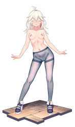 Rule 34 | 1girl, absurdres, ahoge, arms at sides, black footwear, black pantyhose, blush, breasts, cameltoe, chinese commentary, cleft of venus, closed eyes, collarbone, commentary request, floor, hair between eyes, high heels, highres, lightning ahoge, long hair, medium breasts, multicolored hair, navel, nipple piercing, nipples, open mouth, original, pantyhose, piercing, pubic tattoo, red hair, scar, scar on face, shoes, sidelocks, signature, silver hair, simple background, solo, standing, stomach, streaked hair, tattoo, thighband pantyhose, topless, white background, xiaoxi0619