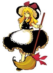 Rule 34 | 1girl, azuki, bad id, bad pixiv id, blonde hair, braid, broom, female focus, full body, hat, kirisame marisa, long hair, side braid, simple background, skirt, smile, solo, touhou, white background, witch, witch hat