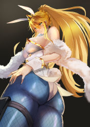 Rule 34 | 1girl, absurdres, ahoge, animal ears, artoria pendragon (all), artoria pendragon (fate), artoria pendragon (swimsuit ruler) (fate), ass, bad id, bad pixiv id, bare shoulders, blonde hair, blue pantyhose, braid, breasts, cleavage, closed mouth, detached collar, fake animal ears, fate/grand order, fate (series), feather boa, fishnet pantyhose, fishnets, french braid, green eyes, hair between eyes, highleg, highleg leotard, highres, jikihatiman, large breasts, leotard, long hair, looking back, pantyhose, playboy bunny, ponytail, rabbit ears, rabbit tail, sidelocks, tail, thigh strap, thighs, tiara, white leotard, wrist cuffs