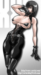 Rule 34 | 1girl, black hair, breasts, large breasts, leather, solo, yuri ai