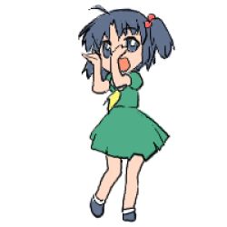 Rule 34 | 98se-tan, animated, animated gif, crossover, dancing, dress, full body, green dress, hair bobbles, hair ornament, lowres, open mouth, os-tan, pani poni dash!, parody, roulette roulette, solo