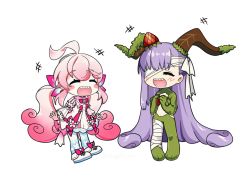Rule 34 | angellyuna, blush, chibi, child, crossover, elsword, fate/extra, fate/extra ccc, fate/grand order, fate (series), fluffy, kingprotea (fate), kingprotea (second ascension) (fate), laby (elsword), long hair, radiant soul (elsword), sharp teeth, smile, teeth