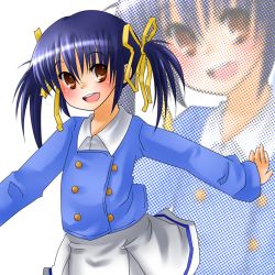 Rule 34 | 00s, 1girl, bad id, bad pixiv id, blue hair, brown eyes, chon hi, clannad, nakada rumi, open mouth, outstretched arms, short hair, solo, spread arms, sunohara mei, twintails, zoom layer