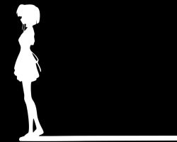 Rule 34 | 00s, 1girl, black background, dark, dress, ef (visual novel), full body, greyscale, high contrast, monochrome, shindou chihiro, short hair, silhouette, simple background, solo, standing, tagme, vector trace