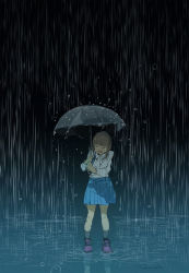 Rule 34 | 1girl, crying, demizu posuka, rain, school uniform, solo, umbrella