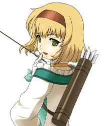 Rule 34 | 00s, 1girl, apolix, arrow (projectile), blonde hair, gloves, green eyes, hairband, natalia luzu kimlasca lanvaldear, quiver, short hair, smile, solo, tales of (series), tales of the abyss