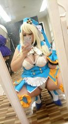 Rule 34 | 1girl, asian, atago (kancolle), atago (kancolle) (cosplay), blonde hair, breasts, chouzuki maryou, cosplay, highres, kantai collection, lipstick, makeup, photo (medium), plump, solo, thick thighs, thighs