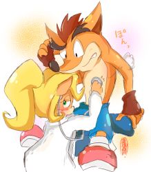 Rule 34 | 1boy, 1girl, artist request, black eyes, blonde hair, blush, brother and sister, coco bandicoot, crash bandicoot, crash bandicoot (series), furry, green eyes, red footwear, shoes, siblings, stethoscope