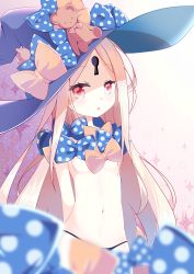 Rule 34 | 1girl, :o, abigail williams (fate), abigail williams (second ascension) (fate), absurdres, black bow, black hat, black panties, blonde hair, blurry, blurry foreground, blush, bow, breasts, cowboy shot, depth of field, fate/grand order, fate (series), hat, hat bow, highres, keyhole, long hair, looking at viewer, nan (n nan), navel, orange bow, panties, parted bangs, parted lips, red eyes, small breasts, solo, sparkle background, stuffed animal, stuffed toy, teddy bear, tilted headwear, topless, underwear, very long hair, witch hat