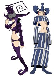 Rule 34 | 00s, 2girls, absurdres, animal costume, animal ears, blair (soul eater), breasts, censored, cleavage, from side, groin, hat, highres, long hair, medium breasts, midriff, mizune (soul eater), mouse costume, mouse ears, multiple girls, navel, no bra, panties, pink hair, purple hair, short hair, soul eater, transparent background, underboob, underwear, vector trace, witch, witch hat, yellow eyes