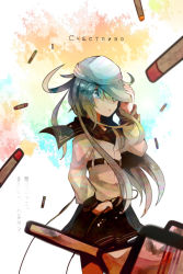 Rule 34 | 10s, 1girl, bad id, bad nicoseiga id, blouse, blue eyes, cowboy shot, from side, hammer and sickle, hat, hibiki (kancolle), highres, itomugi-kun, japanese text, kantai collection, long hair, long sleeves, looking at viewer, partially translated, personification, russian text, school uniform, shirt, silver hair, skirt, solo, standing, star (symbol), text focus, translation request, verniy (kancolle)