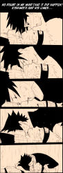Rule 34 | 10rankai, 2boys, comic, kiss, long image, male focus, monochrome, multiple boys, naruto, naruto (series), orange theme, rain, tall image, uchiha sasuke, uzumaki naruto, wet, yaoi