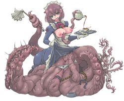 Rule 34 | 1girl, lowres, maid, mon-musu quest!, monster girl, scylla, tea, teapot, tentacles, xelvy