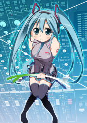 Rule 34 | hatsune miku, shio, spring onion, thighhighs, twintails, vocaloid