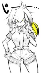 10s 1girl bad_id bad_pixiv_id female_focus gloves head_wings kemono_friends long_hair low_ponytail multicolored_hair necktie nuka_cola06 shirt shoebill_(kemono_friends) short_sleeves side_ponytail solo spot_color square-end_necktie wings yellow_eyes