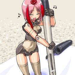 Rule 34 | 10s, bad id, bad pixiv id, busou shinki, dd (ijigendd), doll joints, gloves, joints, juvisy, mini person, minigirl, oversized object, pen, pink hair, smile, solo, thighhighs