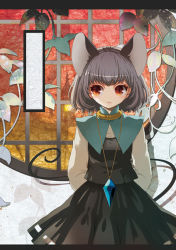 Rule 34 | 1girl, animal ears, bad id, bad pixiv id, capelet, female focus, grey hair, jewelry, mikikoto hitsuji, mouse ears, mouse tail, nazrin, pendant, red eyes, short hair, skirt, solo, tail, touhou