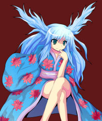 Rule 34 | blue hair, character request, green eyes, japanese clothes, kimono, legs, yukata